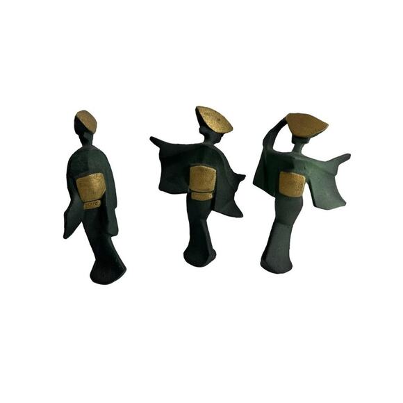 Vintage Cast Iron Dancing Geisha Statue Figure Brutalist MCM Japan James Mont St - Picture 5 of 11